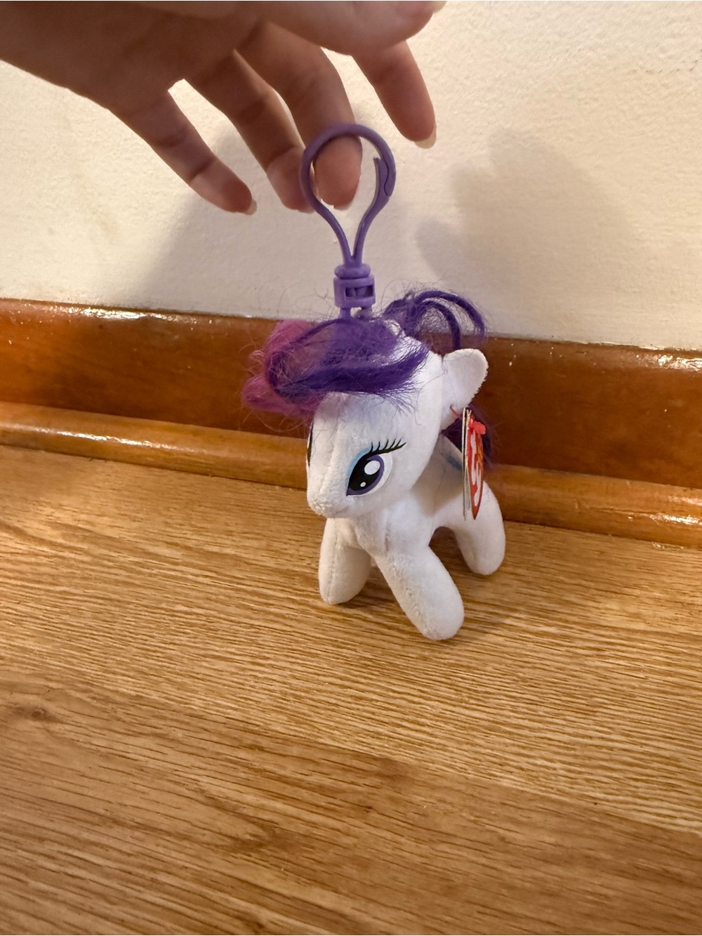 Ty Original Beanie Babies My Little Pony Rarity 5" Backpack Keychain